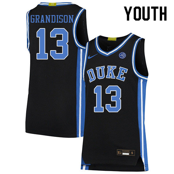 Youth #13 Jacob Grandison Duke Blue Devils 2022-23 College Stitched Basketball Jerseys Sale-Black